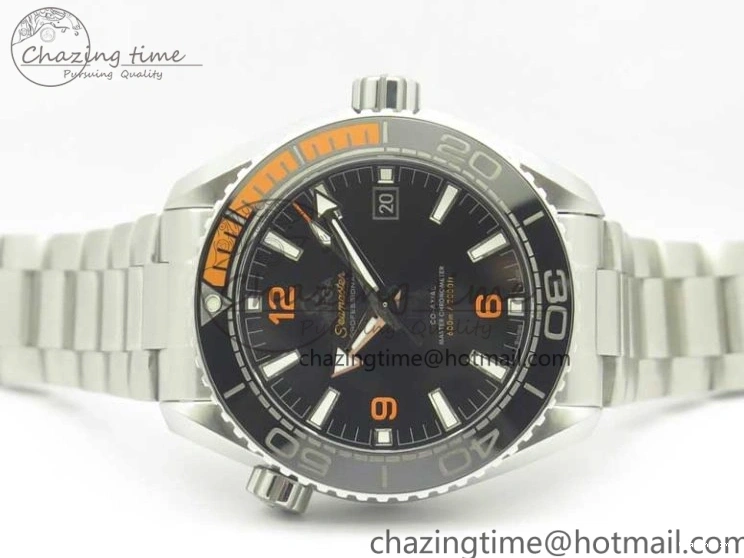 0501 Planet Ocean 43.5mm SS VSF 1:1 Best Edition Black Orange Bezel Black Dial on SS Bracelet A8900 Super Clone Breathable 8003